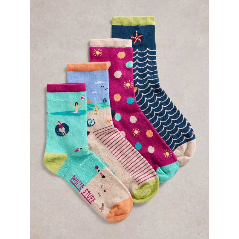 White Stuff 4Pk Seaside Ankle Socks image number 1